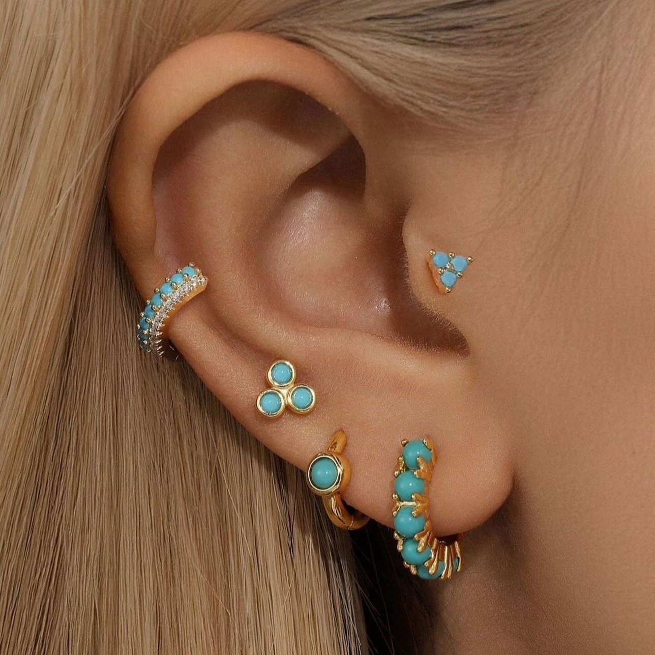 Kit Brincos Turquoise