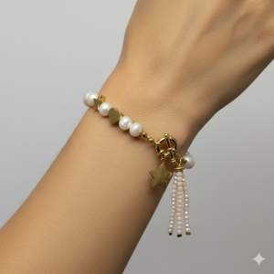 Pulseira Pérolas Naturais Tassel